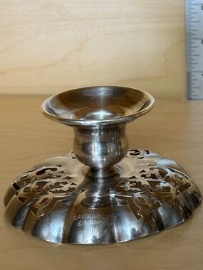 Vintage Saxon Plate Candlestick Holders Set, Ornate Filigree Taper Candle Stands